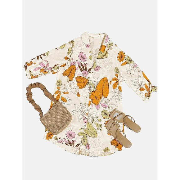 🆕Women's Multi-Color Floral Rayon Buttoned Shirt Dress Long Sleeve - Picture 5 of 7